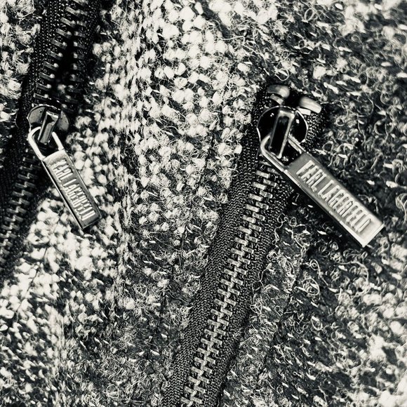 Karl Lagerfeld For Macys Impulse Black Wool Silver Spark Extra Small Moto Jacket - Picture 13 of 14